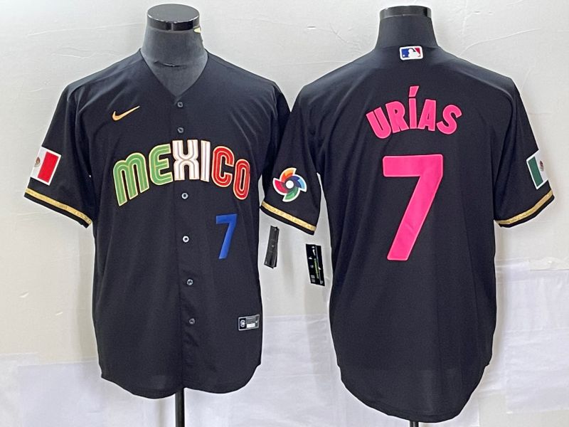 Men 2023 World Cub Mexico #7 Urias Black pink Nike MLB Jersey3